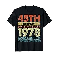 Vintage 1978 45 Year Old Gifts Limited Edition 45th Birthday T-Shirt