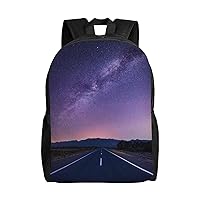 Night Road Illuminated by Car Printed Backpack Lightweight Laptop Bag Casual Daypack for Office Outdoor Travel