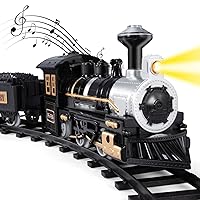 Electric Train Set for Kids, Battery-Powered Train Toys Include Locomotive Engine, 3 Cars and 10 Tracks, Classic Toy Train Set Halloween Birthday for 3 4 5 6 Years Old Boys Girls