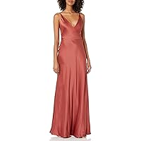 Jenny Yoo Women's Marla V Neck Bias Cut Satin Dress