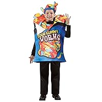 Rasta Imposta Sour Gummy Worms Child Costume Snacks Food Dress Up Kids Children Cosplay Party Costumes, Childs Size 7-10