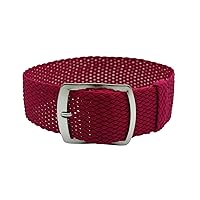 HNS 22mm Rose Red Perlon Braided Woven Watch Strap with Silver Buckle