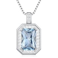 CDE Square Birthstone Necklaces for Women, 925 Sterling Silver Pendant Necklace for Women, Birthday Anniversary Christmas Jewelry Gift for Women Wife Mom Her