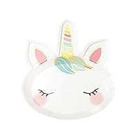 Shaped Face Paper Plates, Birthday Partyware Tableware for Kids Boys Girls Daughter Niece Unicorns Parties, Pack of 8, Width 23cm, 9