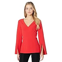 Trina Turk Women's Suiting Top with Slit Sleeves