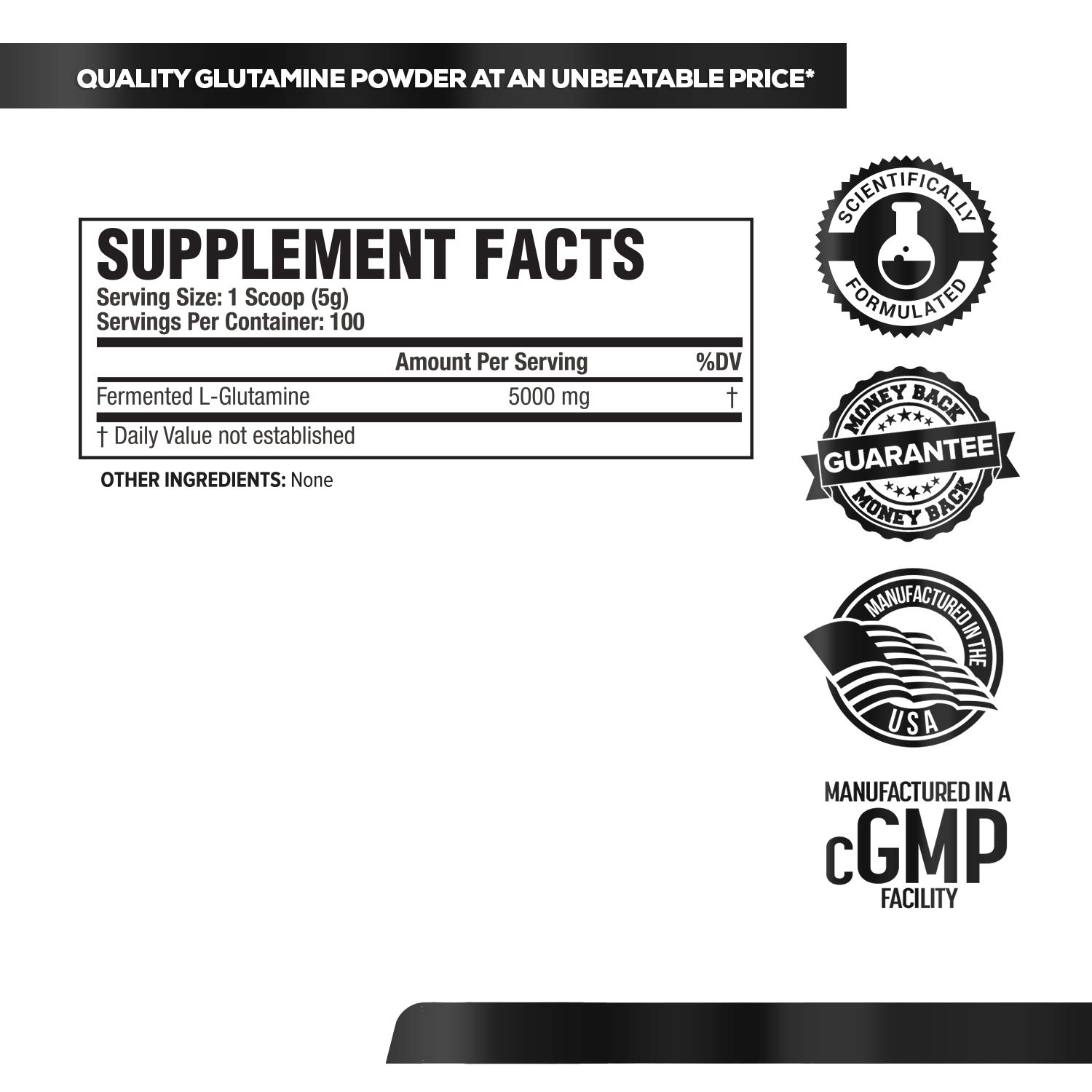 Jacked Factory Creatine Monohydrate Powder 425g, 85 SV & L-Glutamine Supplement 500g, 100 SV - No Artficial Fillers, Unflavored