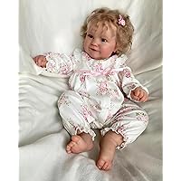 TERABITHIA 20 Inches Real Baby Size Rooted Curly Hair Sweet Face Lifelike Reborn Baby Doll Crafted in Full Body Silicone Vinyl Anatomically Correct Realistic Newborn Girl Dolls Washable for Girls