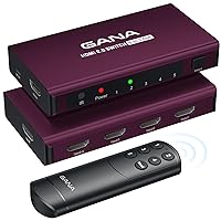HDMI Switch 5 in 1 Out 4K@60Hz, GANA HDMI Splitter Switcher with Remote, Aluminum HDMI 2.0 Switch Box Hub for 3D, HDCP2.2, HDR, Compatible with Xbox, PS5/4/3,Fire Stick,Roku,Blu-Ray Player, Claret
