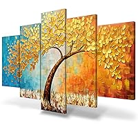 Wall Art for Living Room Large Canvas Wall Paintings Room Decor Gold Tree Picture Wall Decor Cherry Blossom Flower Painting 3D Textured Petals Framed Art Home Office Decorations 80x40in