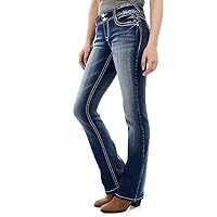 WallFlower Women's Luscious Curvy Bootcut Mid-Rise Insta Stretch Juniors Jeans (Standard and Plus), Jenna, 20 Plus Long