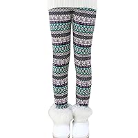 Rysly Girls Winter Thick Warm Long Pants Printing Fleece Lined Leggings