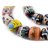 TheBeadChest Painted African Krobo Beads - Full Strand of Ghanaian Tribal Glass Beads for Necklace or Jewelry Making (Fancy Venetian-Style)