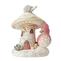 Enesco Jim Shore Heartwood Creek Four Seasons White Woodland Home for The Holidays Gnome Mushroom House with Critter Figurine, 6.6 Inches