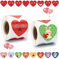 FEBSNOW Valentine's Day Stickers for Kids, 600 Pcs Heart Stickers Valentine Envelopes Stickers Animals Self Adhesive Water Bottle Stickers for Boys Girls Gift Filler School Kids Toddlers Decorations