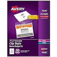 Avery Customizable Name Badges with Clips, 3