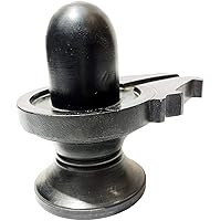 athizay Stone Shivling Statue Made in Banaras | Office Puja Room Religious god Idol Shiva Lingam for Maha Mritunjay Mantra Jaap in Black and Grey Color (Black 7 cm)