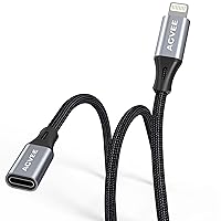 3.3FT iPhone Charging Extension Cable,Nylon Braided Lightning Extender Dock  Cable Adapter for iPhone 14 Pro 13 Pro Max 12 11 X XR 8 7 6 Male to Female  Extension Cord Pass Video,Data,Audio,OTG 