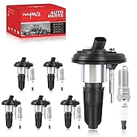 Set of 6 Ignition Coil Pack UF303 and Spark Plugs Compatible with GMC Canyon Envoy Chevy Colorado Trailblazer Buick Rainier Hummer H3 Isuzu i-370 Oldsmobile Saab 9-7x