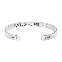 Birthday Gifts for Women Friend Funny Bracelets for Girls Encouragement Jewelry Personalized Engraved Stainless Steel Cuff Bracelet Inspirational Graduation Gift for Teen Girls Trendy Stocking Stuff
