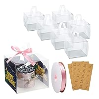 6X6X5Inch Christmas Cake Boxes with Cake Boards,20Pcs Clear Treat Boxes,Holiday Cookie Boxes,Bakery Box for Pastry/Strawberries/Candy Gift Wrapping
