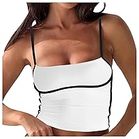 Womens Camisole Tank Tops with Adjustable Spaghetti Strap Cute Summer Going Out Crop Tops