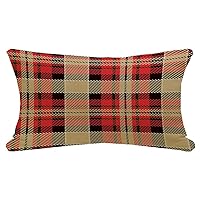 Decorative Throw Lumbar Pillow Cover Tartan Pattern Backdrop Buffalo Shirt British Trendy Rustic Interior Abstract Scottish As Textures Pillow Cover Linen Pillow Case for Couch Bed Car Sofa 12x20 Inch