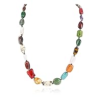 $230Tag Certified Silver Navajo Turquoise Multicolor Stones Native Necklace 750195-1 Made by Loma Siiva