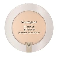 Mineral Sheers Compact Powder Foundation, Lightweight & Oil-Free Mineral Foundation, Fragrance-Free, Natural Ivory 20,.34 oz (Pack of 2)