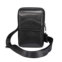 For iPhone 12 Pro Max Genuine Leather Cellphone Holster With Belt Loop, Travel Crossbody Bag with Shoulder Strap Men Purse For Galaxy S20 FE,Note20 Ultra,S21+,S21 Ultra
