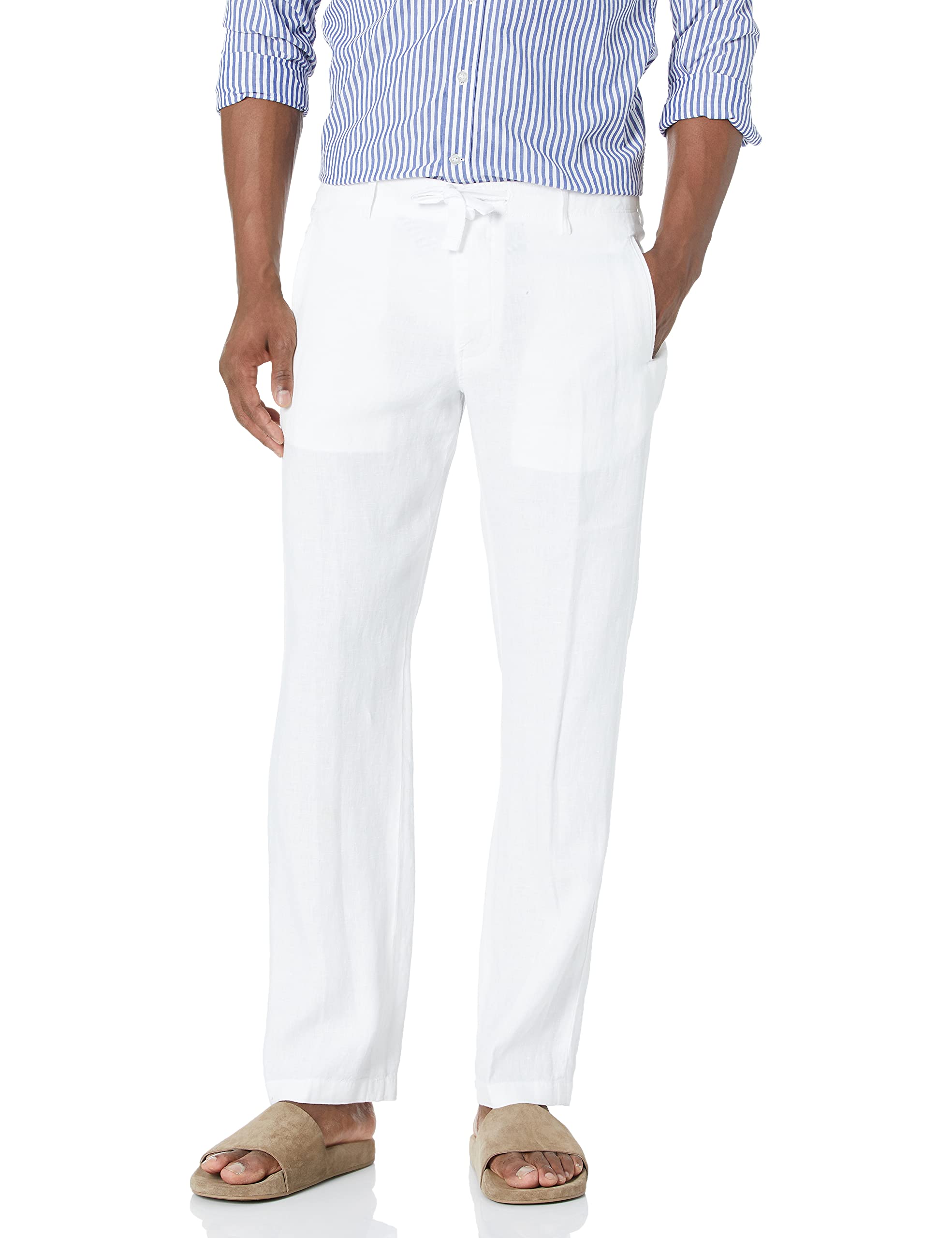 Perry Ellis 100% Linen Drawstring Casual Pants for Men, Regular Fit, Lightweight (Waist Size 29-54 Big & Tall)