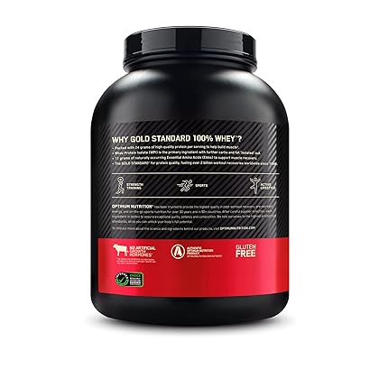 Optimum Nutrition Gold Standard 100% Whey Protein Powder, Double Rich Chocolate, 5 Pound (Packaging May Vary)