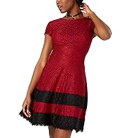 Womens Lace Striped Cocktail Dress