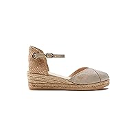 Viscata Pubol Espadrille Canvas Low Wedges with Ankle Strap Spain Handmade 2” Heel Women's Sandals with Breathable Organic Cotton Canvas and 100% Natural Jute for all Occasions: Casual, Work, Party