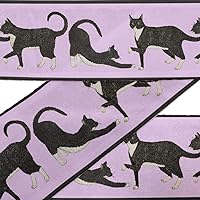 Purple Cat Animal Ribbon Trim Tape Fabric Laces for Crafts Printed Velvet Trim 9 Yards Sewing Accessories 3 Inches