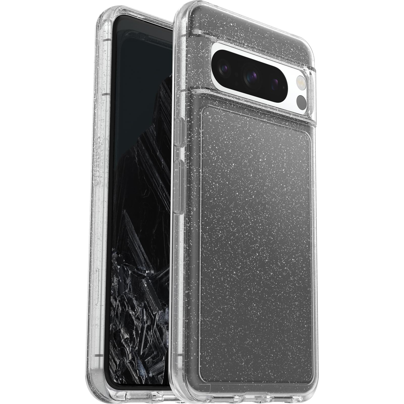 OtterBox Google Pixel 8 Pro Symmetry Series Clear Case - STARDUST (Clear/Glitter), ultra-sleek, wireless charging compatible, raised edges protect camera & screen