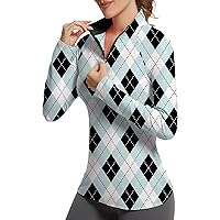 Golf Shirts for Woman UPF 50+ Sun Protection Quick Dry Lightweight Long Sleeve Polo Shirts for Woman Rash Guard