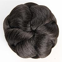 DENIYA Braided Hair Chignon Synthetic Hair Bun Hairpiece Clip in Dark Brown