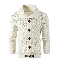 Men's Cardigan Shawl Collar Sweater Cardigans Button Up Knit Cardigan Outwear Slim Fit Lightweight Cable Knit Sweaters