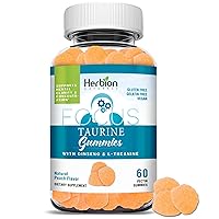 Taurine Gummies with Ginseng, L-Theanine, Vitamin C, B3, B6, & B12, Helps Support Mental Clarity & Concentration*, Natural Peach Flavor, 60 Pectin Gummies, Made in USA