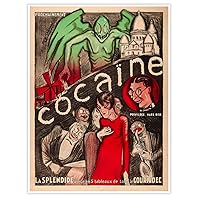 French Political Drug Abuse Propaganda - Cocaine circa 1925 | Art Print Poster Vintage Wall Decor | measures 12 x 16 inches (305 x 406 mm)