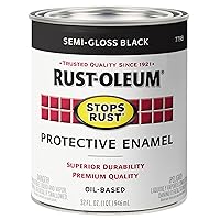 Rust-Oleum 7798502 Stops Rust Brush On Paint, Quart, Semi-Gloss Black, 1 Quarts (Pack of 1)