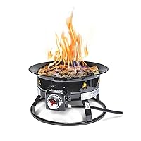 Firebowl 893 Deluxe Outdoor Portable Propane Gas Fire Pit with Cover & Carry Kit, 19-Inch Diameter 58,000 BTU, Black