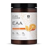 Dr. Mercola Pure Power Essential Amino Acids with BCAA, Orange Flavor, 12.3 oz (350 g), 30 Servings, 8 g of EAA, 6 g of BCAA, 0 g of Sugar, Non-GMO, NSF Certified for Sport