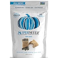 SuperSeedz Dry Roasted Pumpkin Seeds - Sea Salt Pepitas, Whole 30, Paleo, Vegan & Keto Snacks, 8g Plant Based Protein, Produced In USA, Dairy Free, Nut Free, Gluten Free Snack (5oz)