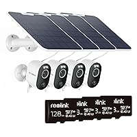 REOLINK Argus 3 Ultra 4 Pack Bundle-4K Solar Security Cameras Wireless Outdoor & 128GB SD Card, Color Night Vision, 2.4/5 GHz Wi-Fi, 2-Way Talk, No Monthly Fee