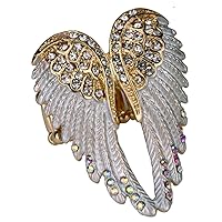 YACQ Women's Angel Wings Stretch Rings Fit Finger Size 7 to 9 - Elastic Soft Band Perfect for Arthritis - Lead & Nickle Free - Silk Scarf Holders - (1-1/2 H x 1-1/5 W) Inches