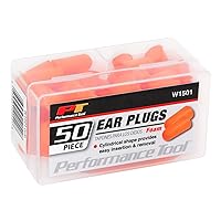 Performance Tool W1501 Cylindrical Foam Ear Plugs - 30dB NRR, Comfortable Fit, Reusable Case with Locking Latch for Easy Storage and Transport
