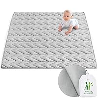 Baby Play Mat 71'' x 59'' (Improved Thickness), Muslin Toddler Playpen Mat, Large Baby Mat & Rug for Floor, Non Slip Cushioned Baby Crawling Mat Compatible with ANGELBLISS & BLBBLBGDD’s Playpen, Grey