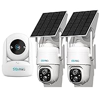SOVMIKU Indoor CB2 and Outdoor 2CQ1 AI 2K Solar Security Camera Wireless Outdoor, Battery Powered Cam, Two Way Audio,PIR Motion Detection, 360° View Pan/Tilt,Easy to Setup,Color Night Vision