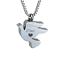 Dove Dad Urn Pendant with Personalized Engraving - Memorial Ash Keepsake - Cremation Jewellery